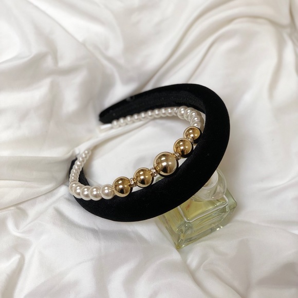 Accessories Set Black Headband Pearls Poshmark